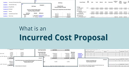 What is an Incurred Cost Proposal header with sample schedules