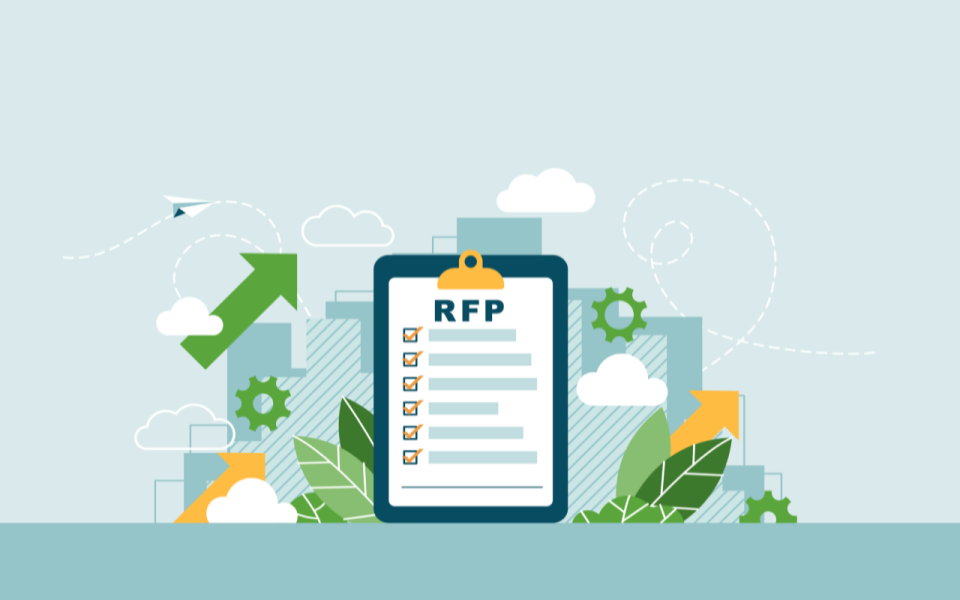 Article Header Banner: All boxes marked on the RFP checklist with arrows showing a growth trajectory