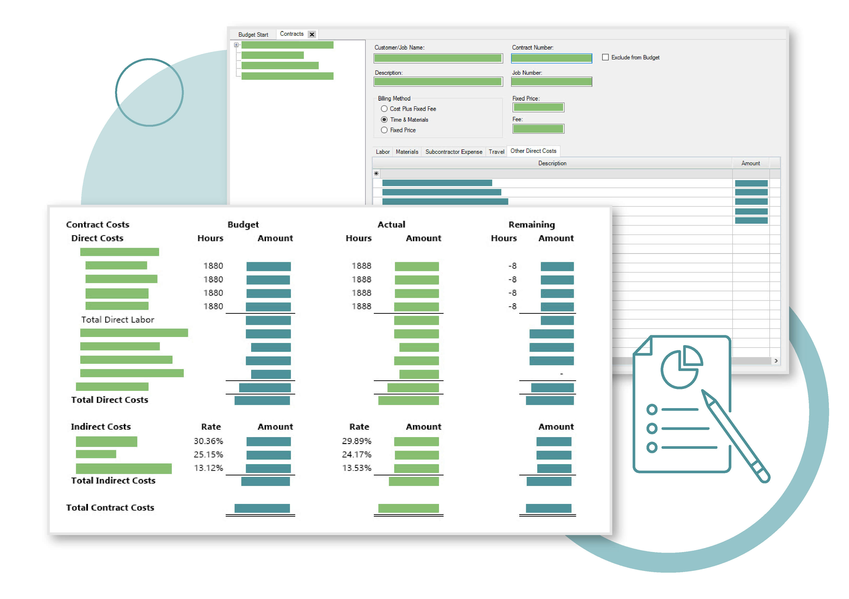 ICAT report illustration shows budget vs. actual comparison